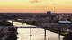 The Rio Grande river at Laredo is under a flood warning through Thursday, June 18, 2026, due to heavy rainfall that is expected to cause the river to crest. Aerial view of Laredo, Texas at sunset over looking the Rio Grande River. Authorization was obtained from the FAA for this operation in restricted airspace.
