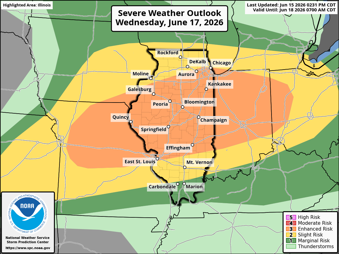 Severe storms expected on Wednesday across Illinois