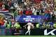 England forward Harry Kane (9) celebrates his second goal during the first half of a World Cup Group L soccer match against Croatia on Wednesday, June 17, 2026, in Arlington.