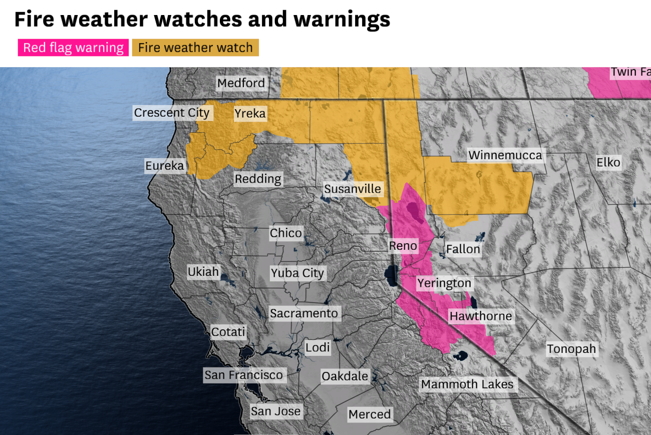 Dry lightning enters Northern California forecast, prompting fire weather warnings