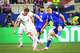 England midfielder Elliot Anderson (8) passes the ball against Croatia defender Josip Stanišic (2) during the second half of FIFA World Cup Group L match, on Wednesday, June 17, 2026 , at Dallas Stadium in Dallas.