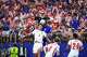 England defender Nico O'Reilly (3) clears the ball with a header against Croatia defender Josip Šutalo (6) during the second half of FIFA World Cup Group L match, on Wednesday, June 17, 2026 , at Dallas Stadium in Dallas.