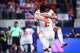 England defender Ezri Konsa (2) and defender John Stones (5) celebrates following their side’s third goal during the second half of FIFA World Cup Group L match against Croatia, on Wednesday, June 17, 2026 , at Dallas Stadium in Dallas.
