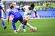 England midfielder Jude Bellingham (10) dribbles out and controls the ball against Croatia midfielder Martin Baturina (16) during the second half of FIFA World Cup Group L match against Croatia, on Wednesday, June 17, 2026 , at Dallas Stadium in Dallas.