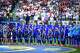 Croatia players sings the national anthem ahead of an FIFA World Cup Group L match against England, on Wednesday, June 17, 2026 , at Dallas Stadium in Dallas.