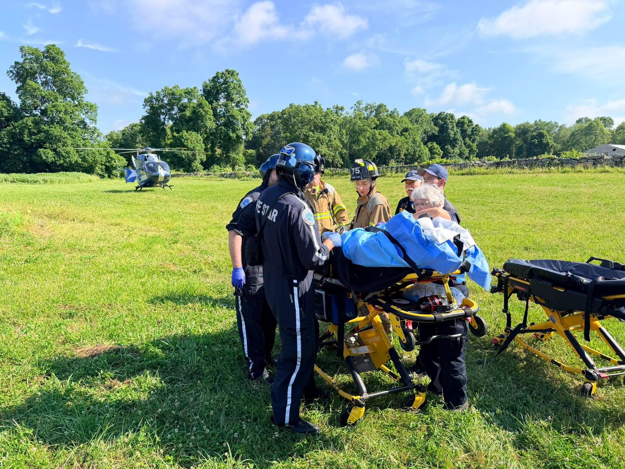 The person was taken to a burn center in Bridgeport for their injuries, officials said.