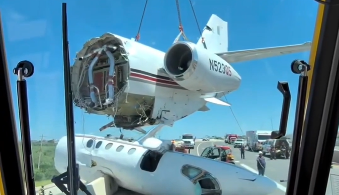 New images reveal private jet torn in half after deadly Texas crash