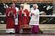 Pope Leo XIV celebrates the funeral service for late Cardinal Camillo Ruini, in St.Peter's Basilica at the Vatican, Thursday, June 18, 2026.