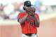 Starting pitcher Landen Roupp scrawled the Bible verse “Gen. 9:12-16” on his Pride hat, which featured a rainbow Giants logo, during a game against the Chicago Cubs at Oracle Park on June 12.