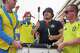 Sweden supporters march from Helix Park toward NRG Stadium ahead of the Swedish national team's FIFA World Cup match against the Netherlands in Houston on Saturday, June 20, 2026.