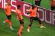 Netherlands forward Brian Brobbey (19) reacts after scoring a goal during the FIFA World Cup in Houston, Saturday, June 20, 2026.