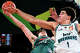 Karim Lopez of the Breakers blocks the shot of Nick Marshall of the JackJumpers during the round 19 NBL match between Tasmania Jackjumpers and New Zealand Breakers at MyState Bank Arena, on February 01, 2026, in Hobart, Australia.