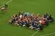 Norway's players perform a rowing ritual during the World Cup Group I soccer match between Norway and Senegal in East Rutherford, N.J., near New York, Monday, June 22, 2026.
