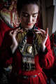 Larissa Archer holds a piece of Masha Archer’s jewelry in their studios in San Francisco on April 30, 2026.