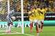 Colombia's Daniel Munoz (2) celebrates after scoring his side's opening goal during the World Cup Group K soccer match between Colombia and Congo in Zapopan, near Guadalajara, Mexico, Tuesday, June 23, 2026.