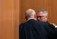 Camp Mystic night watchman Glenn Juenke breaks down after testifyingf during a hearing on a suit against Camp Mystic in the 459th State District Court in Austin, Wednesday, April 15, 2026.