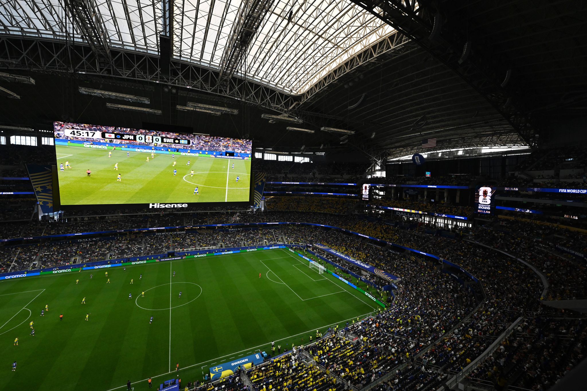 Curtains go up at AT&T Stadium for the World Cup, a glare-blocking