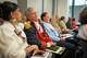 Robert Mearns of Granbury, dressed as an American Revolutionary War soldier, listens during a meeting on proposed social studies standards at the Barbara Jordan Building in Austin on Monday, June 22, 2026. (Jay Janner/Austin American-Statesman via AP)