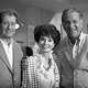 FILE - Don Ameche, left, and Ann Blyth, center, as guest stars, join Jack Klugman on the set for an episode of the television series, Quincy, June 22, 1978, Los Angeles, Calif.