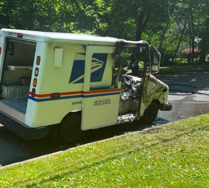 US Postal Service delivery truck catches fire in Hamden, officials say