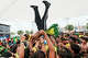 Brazil fans celebrate Brazil’s 2-1 victory over Japan in the round of 32 in the 2026 FIFA World Cup which was streamed live to the Fan Festival in EaDo, Houston, June 29, 2026.