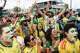 Brazil fans celebrate Brazil’s 2-1 victory over Japan in the round of 32 in the 2026 FIFA World Cup which was streamed live to the Fan Festival in EaDo, Houston, June 29, 2026.
