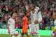 Morocco's Issa Diop is congratulated by teammates Soufiane Rahimi (9) and Chemsdine Talbi, left, after he scored his team's first goal during the World Cup round of 32 soccer match between the Netherlands and Morocco in Guadalupe, near Monterrey, Mexico, Monday, June 29, 2026.
