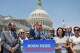 Congressional Hispanic Caucus Chairman Adriano Espaillat, D-N.Y., center, and other Democratic House members react to the Supreme Court's decision to uphold birthright citizenship at the Capitol in Washington, Tuesday, June 30, 2026.