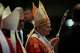 Pope Leo XIV leaves after a Mass where he conferred the pallium on newly appointed metropolitan archbishops, in St. Peter's Basilica, at the Vatican, Monday, June 29, 2026.