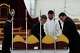 Priests prepare miters and pastoral staffs before the start of a consecration ceremony for four new bishops, in a tent set up outside the Society of St. Pius X seminary, in Econe, Switzerland, Wednesday, July 1, 2026.