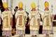 Newly consecrated Bishops, from left, Marc Hanappier, Michel Poinsinet de Sivry, Michael Goldade and Pascal Schreiber wearing their miters and holding their pastoral staffs, stand at the end of their consecration ceremony in a tent set up outside the Society of St. Pius X seminary in Econe, Switzerland, Wednesday, July 1, 2026.