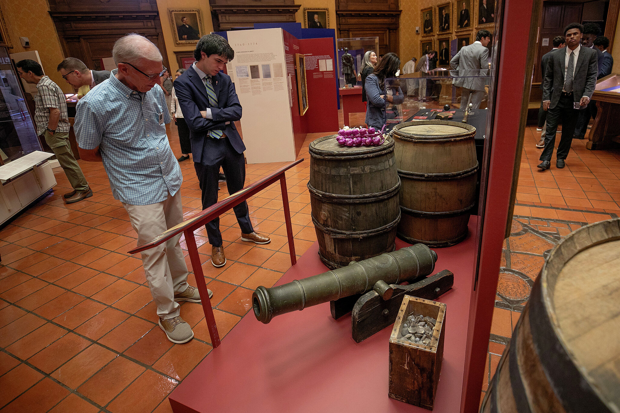Part of a King George III statue that was toppled during the American Revolution and turned into ammunition is on display.