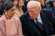 FILE - President-elect Donald Trump, from right, talks with Usha Vance and Vice President-elect JD Vance, not pictured, before a service at St. John's Church, Jan. 20, 2025, in Washington.