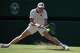 Jannik Sinner of Italy plays a return during the third round men's singles match against Jenson Brooksby of the United States at the Wimbledon Tennis Championships in London, Friday, July 3, 2026.