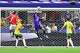 Australia goalkeeper Patrick Beach (18) blocks a cross intended for Egypt midfielder Mahmoud Hassan Trézéguet (7) during the second half of FIFA World Cup Round of 32 match, on Friday, July 3, 2026 , at Dallas Stadium in Arlington.