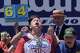 Joey Chestnut wins the 2026 Nathan's Famous Fourth of July hot dog eating contest at Coney Island in the Brooklyn borough of New York, Saturday, July 4, 2026.