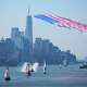 Tall ships parade under flyovers during the International Parade of Sail, part of Sail250, a gathering of tall ships and military ships, Saturday, July 4, 2026, in New York.