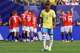 Neymar, de la selección de Brasil, se lamenta luego que Erling Haalana anotó el primer gol de Noruega en el encuentro de octavos de final disputado el domingo 5 de julio de 2026 en East Rutherford, Nueva Jersey (AP Foto/Adam Hunger)