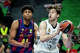 Egor Amosov, #17 of U18 Real Madrid in action with Joaquim Boumtje Boumtje, #44 of U18 FC Barcelona during 2026 ANGE Finals Championship game Real Madrid vs FC Barcelona on May 24, 2026 in Athens, Greece. (Photo by Tolga Adanali/Euroleague Basketball via Getty Images)
