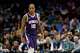 Sacramento Kings guard DeMar DeRozan stands on the court during the second half of an NBA basketball game against the Charlotte Hornets in Charlotte, N.C., Tuesday, March 24, 2026.