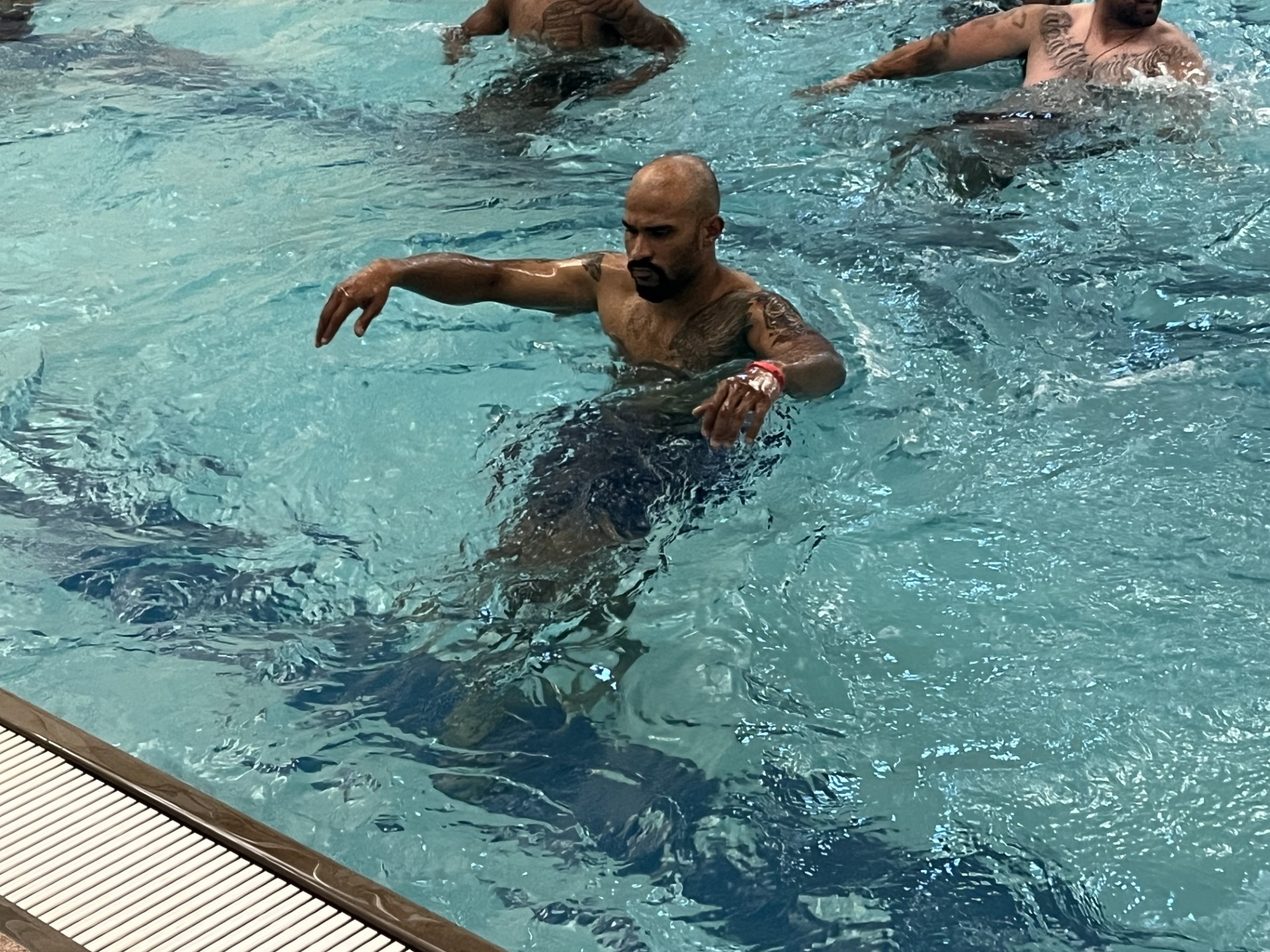 Furebads Albany Firebirds arena football team uses swimming pool to recover