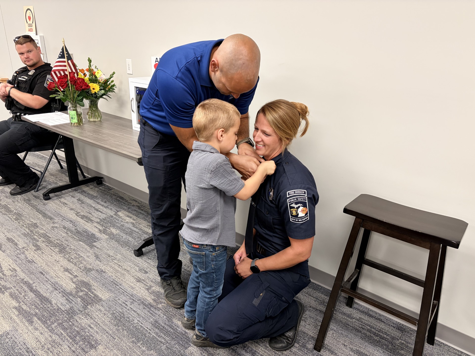 Big Rapids firefighters Bethany Hamilton and Cooper Thomas receive promotions.