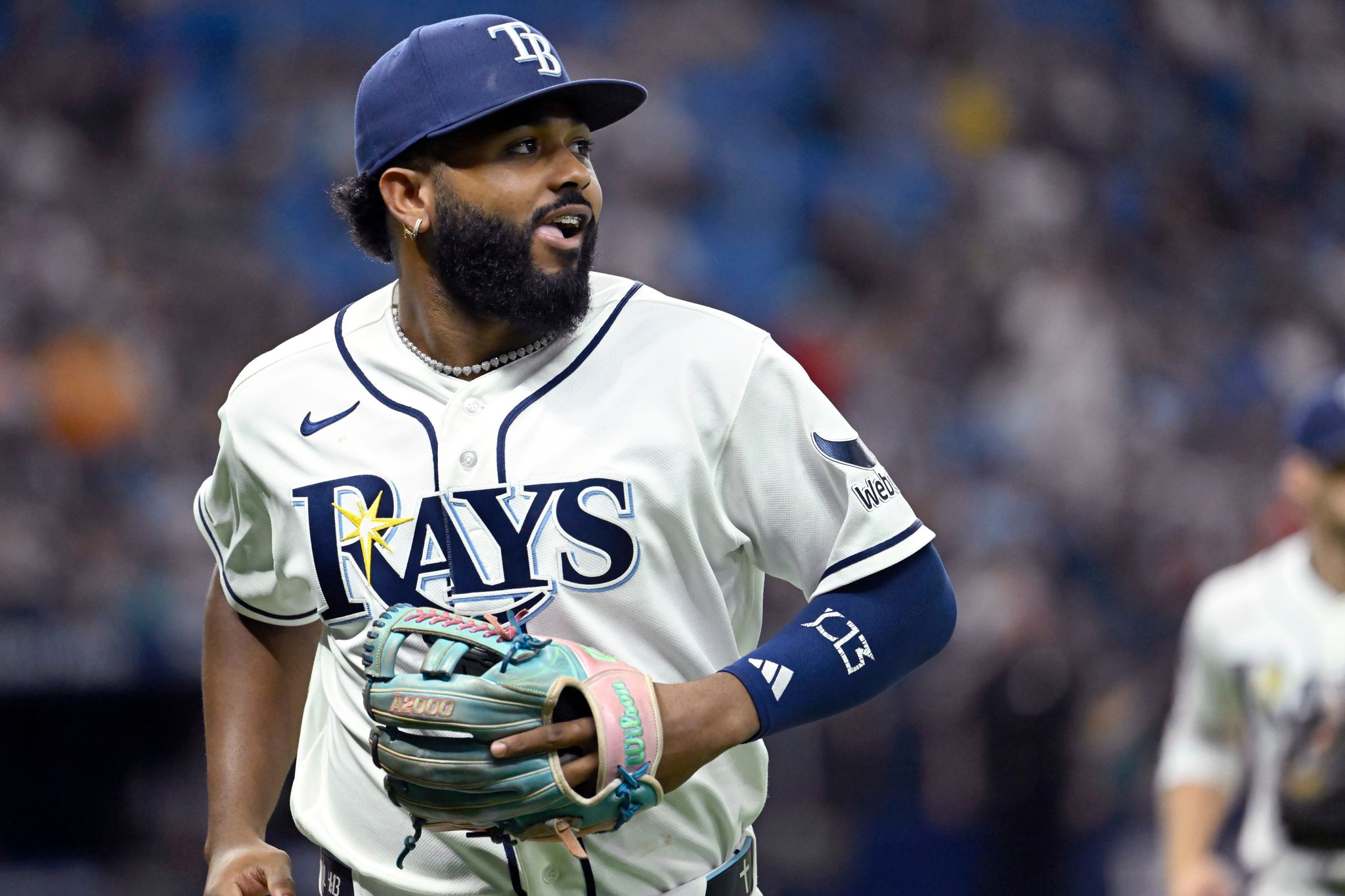 Junior Caminero of the Tampa Bay Rays on the field during the 2026 season