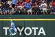 Texas Rangers left fielder Wyatt Langford can’t make a play at the wall on a home run by Jose Altuve of the Houston Astros during the fourth inning of a baseball game at Globe Life Field on Sunday, July 12, 2026, in Arlington.