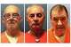 This combination of undated booking photos provided by the Florida Department of Corrections in July 2026 shows, from left, Dusty Ray Spencer, Dennis Sochor and Dominick Occhicone. (Florida Department of Corrections via AP)