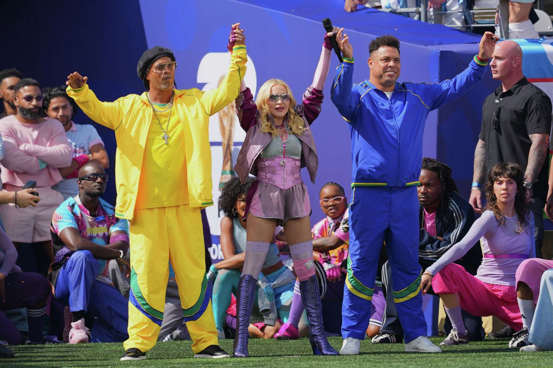 Performers take to the stage at the World Cup final, in photos
