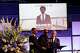 Elmore Wonsley, center, speaks next to attorney Ben Crump, left, and Rev. Al Sharpton during a memorial service for Nolan Xavier Wells, an 18-year-old found dead after taking a July 4 boat trip with friends, Monday, July 20, 2026, in Ocean Springs, Miss.