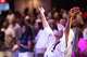 Dr. Tracy Conner raises her hands in worship during the We The Kingdom Conference at Oak Cliff Bible Fellowship in Dallas, Saturday, July 18, 2026. Oak Cliff Bible Fellowship, a prominent megachurch, is celebrating its 50th anniversary this year.