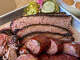 Pulled pork, sausage and brisket at Golden Hour Barbecue