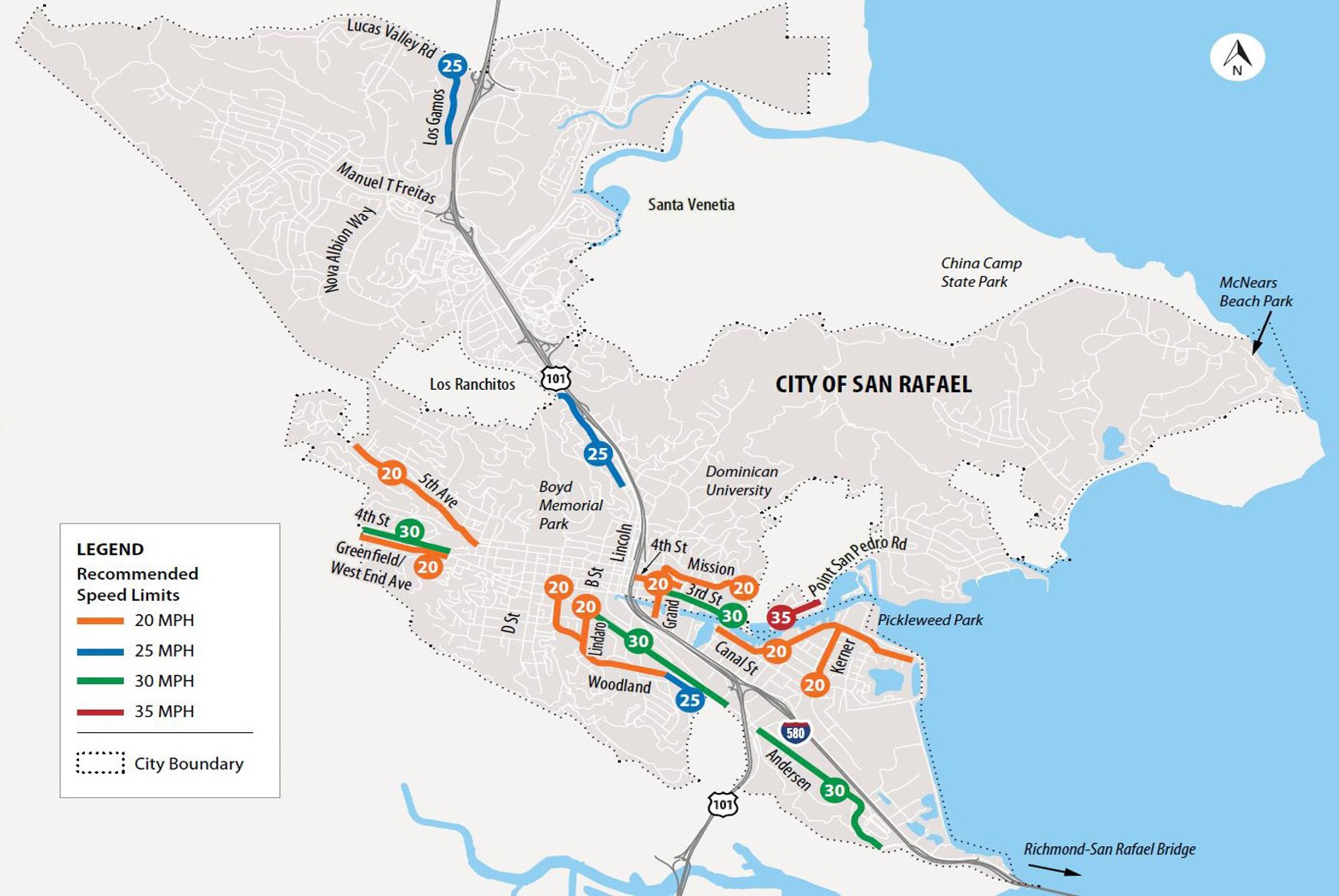 San Rafael: Lower Speed Limits Coming To 18 Roads Outside Downtown Corridor